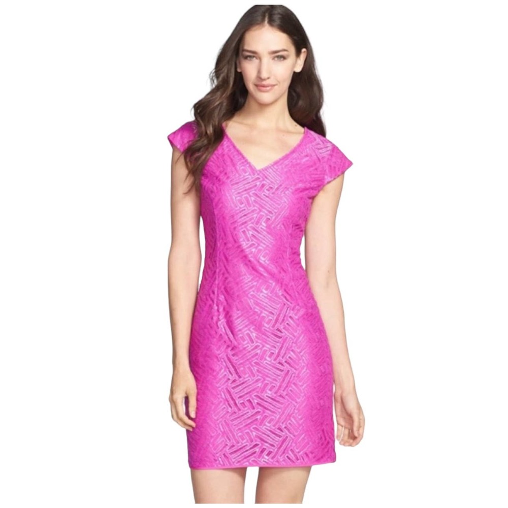 Lilly Pulitzer Selassie Bamboo Geo Metallic Lace Va Voom Purple Shift Dress 6